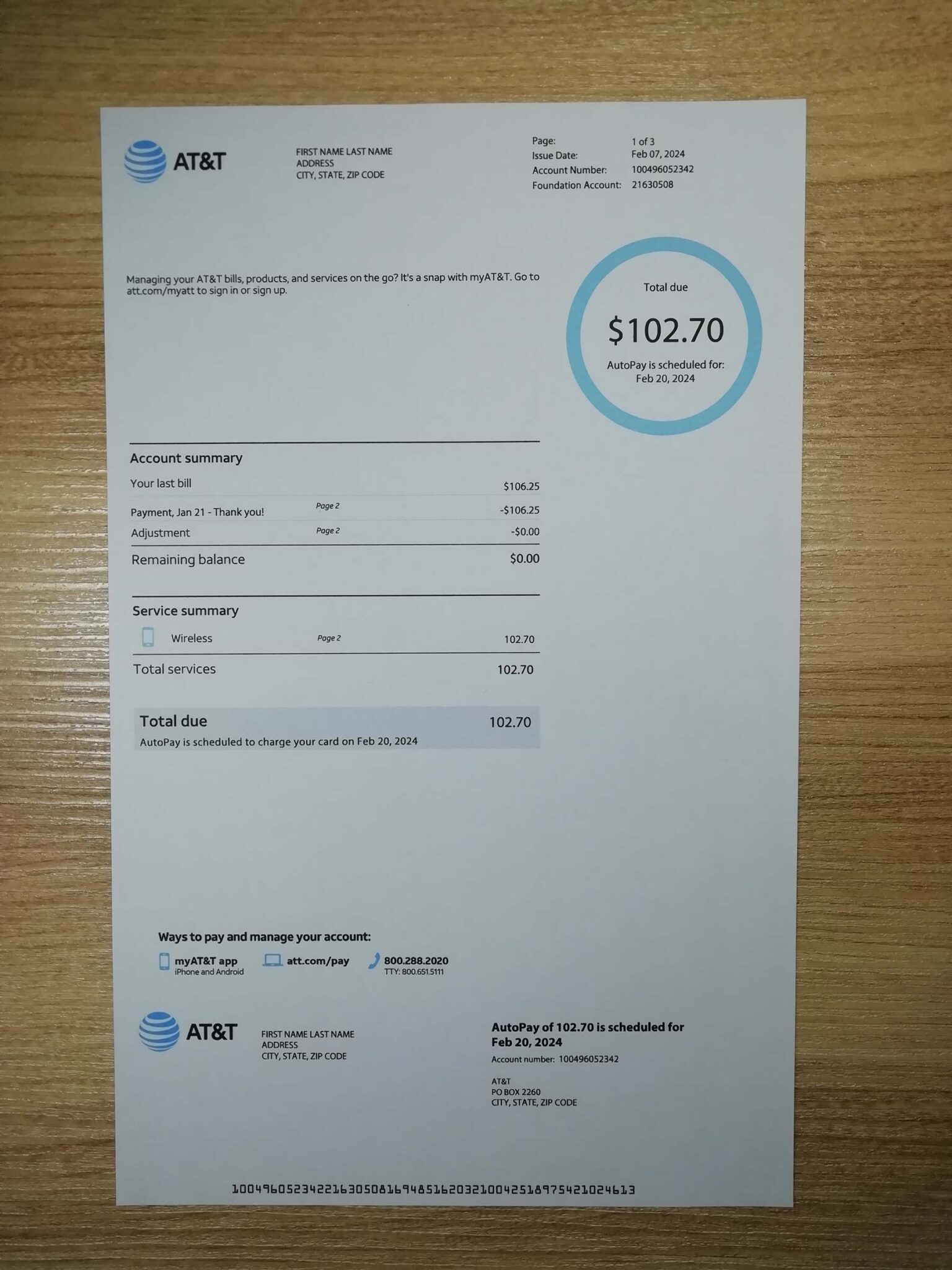 ATT bill template Order now professional looking Fake AT&T bill template