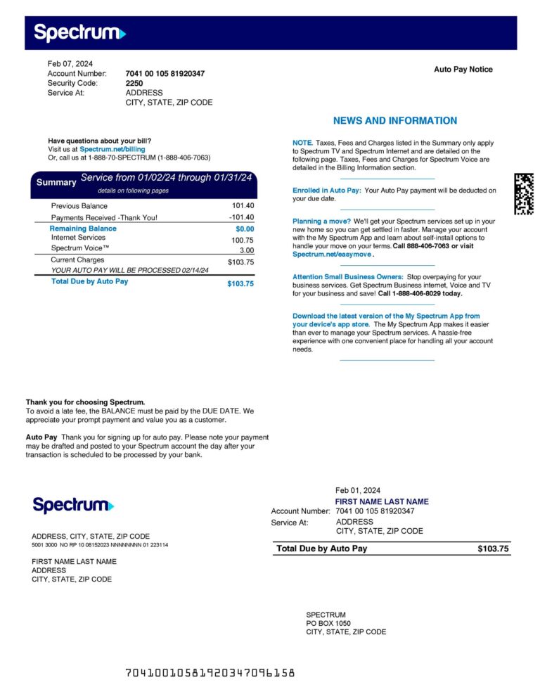 spectrum bill template