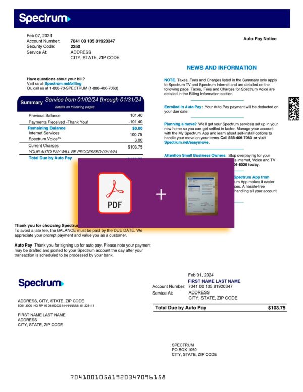spectrum bill template PDF