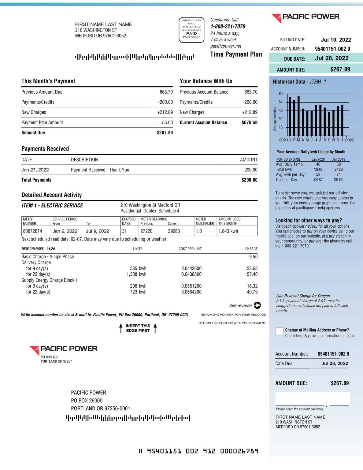 California Fake utility bill template - in PDF order now!