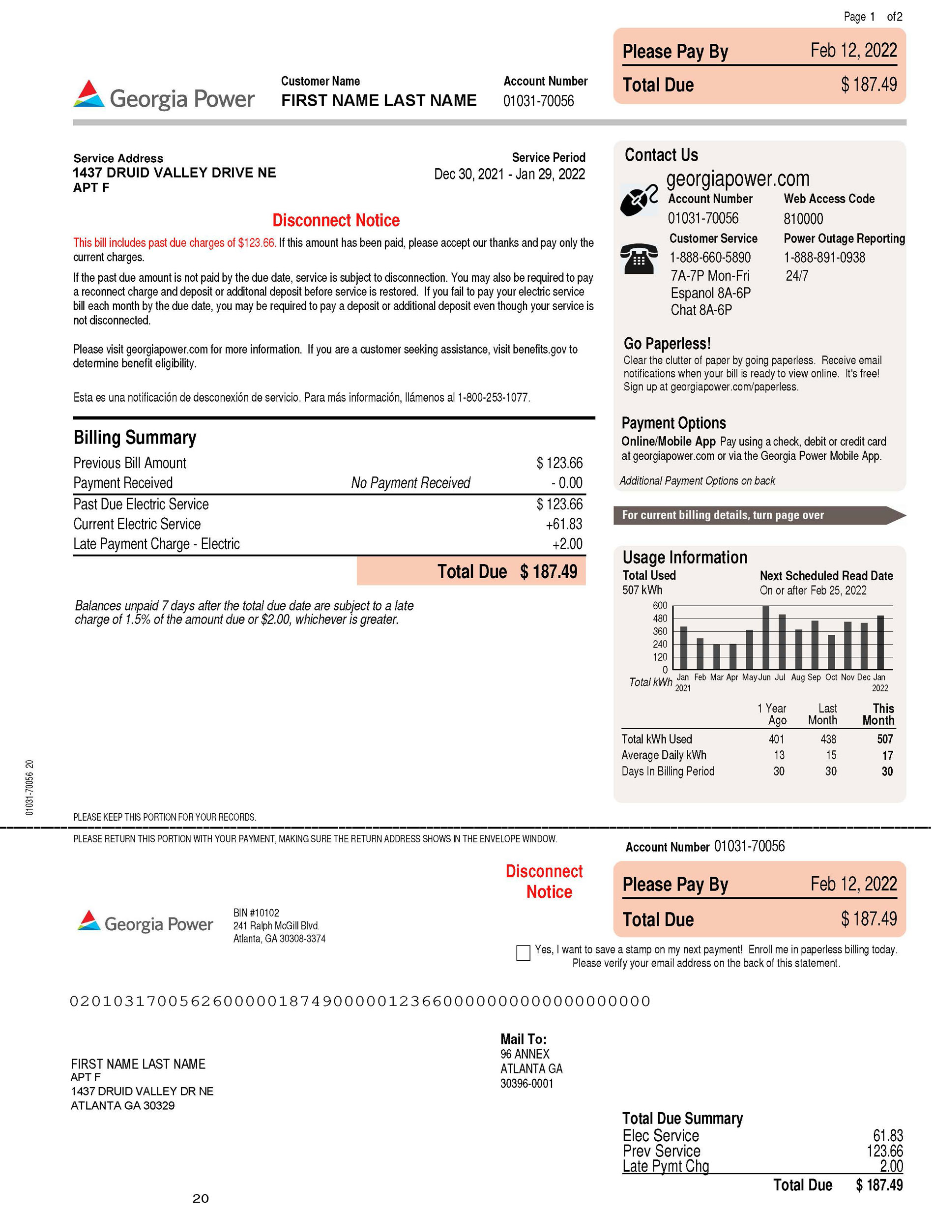 Georgia Power Bill PDF - Create Professional Digital Utility Bills Quickly