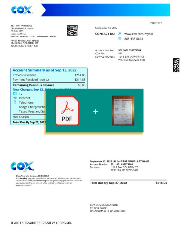 utility bill for proof of address