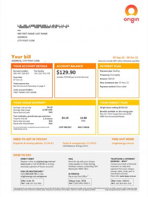 Australia utility bill template
