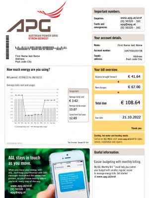 Austria APG utility bill template