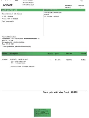 LITVA Clean layout of AVAD {utility type} bill – editable {State} version