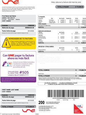 Colombia Fake utility bill