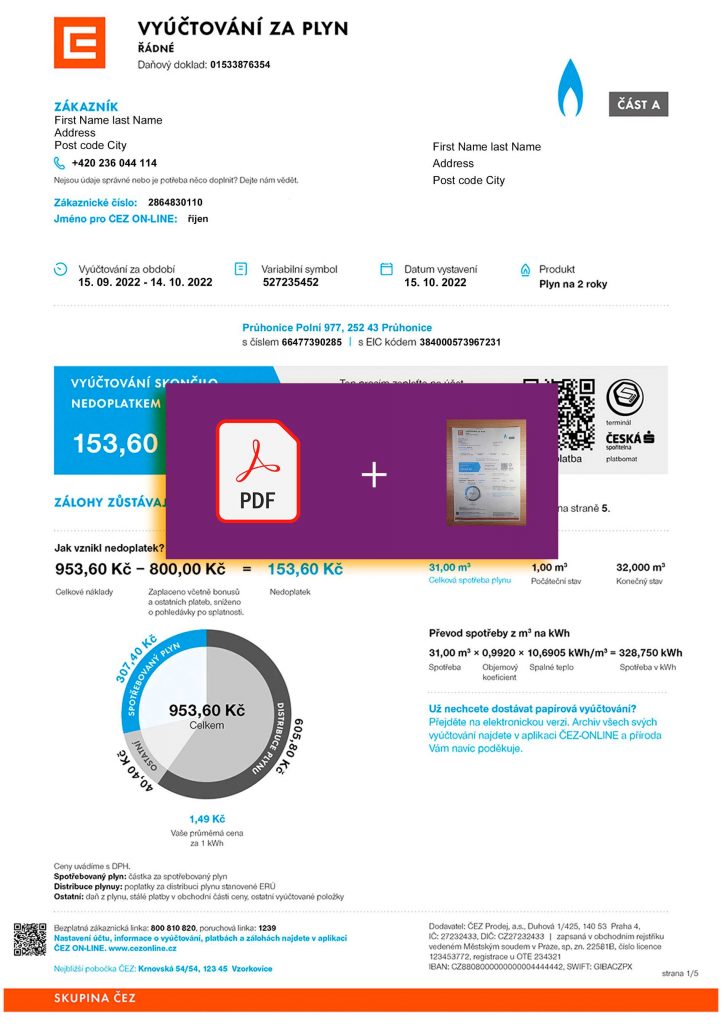 Czech Republic Fake utility bill template