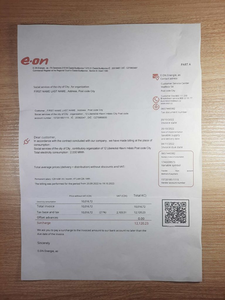 Czech Republic Fake utility bill template