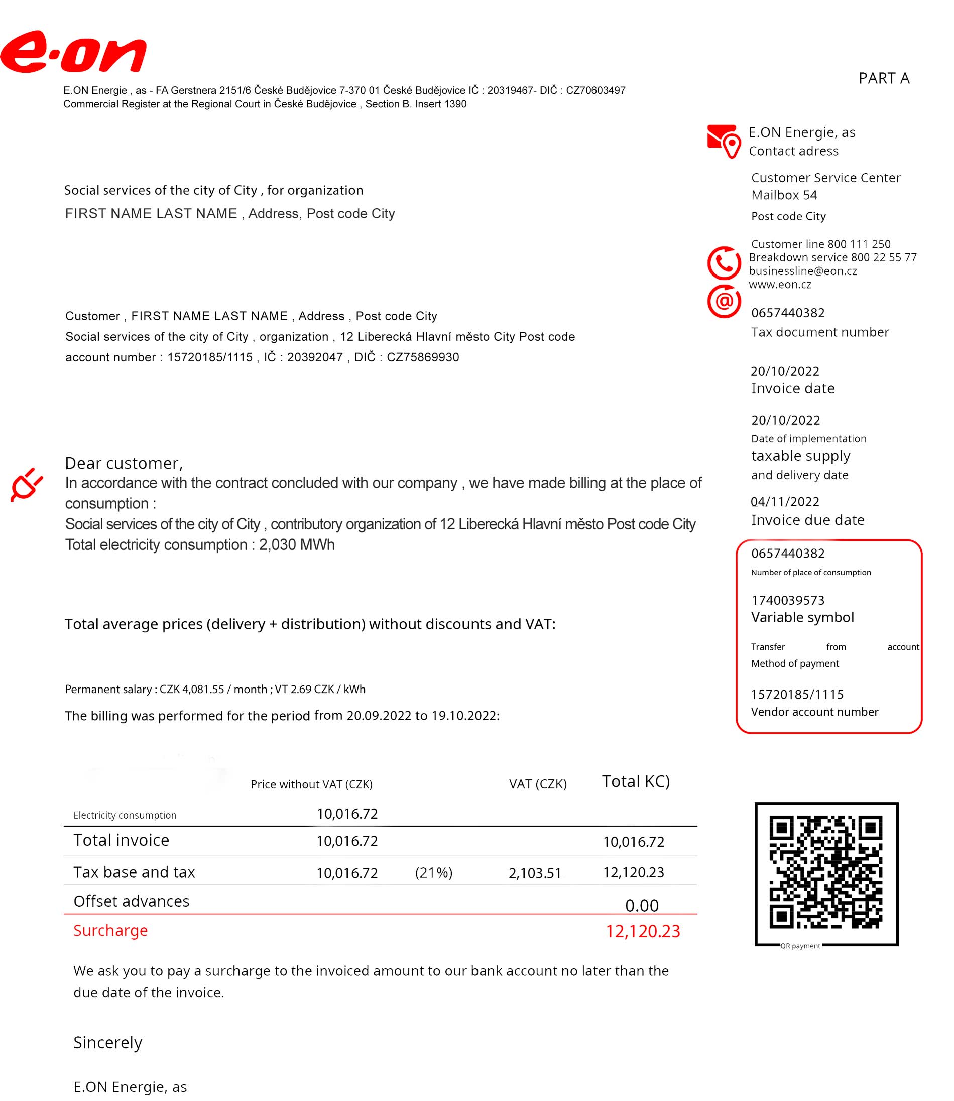 Czech Republic Fake utility bill template