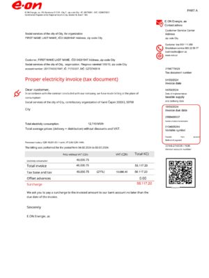 Czech Republic utility bill template