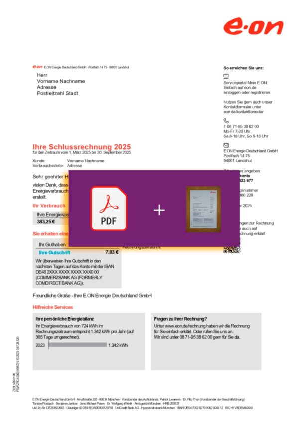Germany E-ON utility file with verification stamp – ready to use