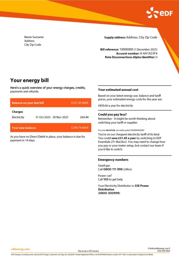 UK EDF A4 utility template – download and edit easily