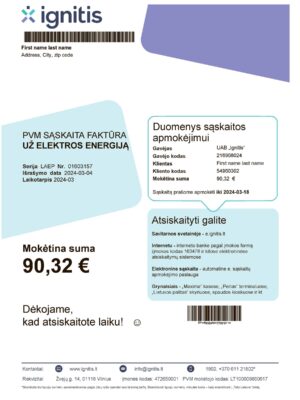 Lithuania utility bill template