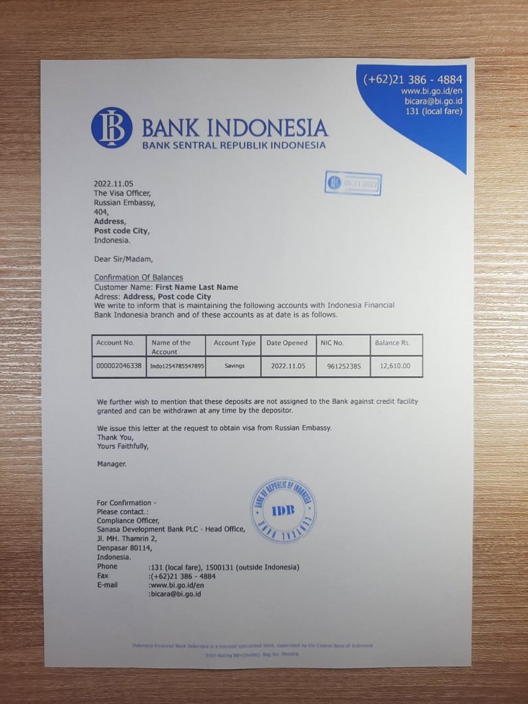 Indonesia Bank fake utility bill template