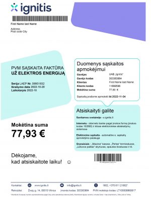 Lithuania utility bill template