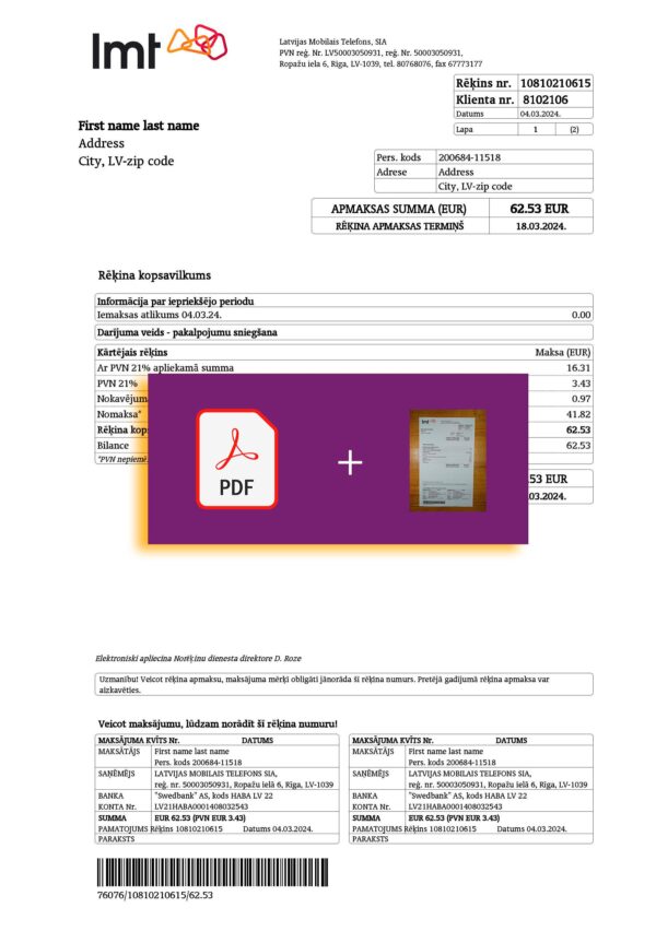 Latvia fake utility bill for proof of address