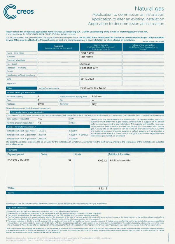 Luxembourg fake utility bill for proof of address