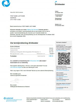 Netherlands fake utility bill for proof of address