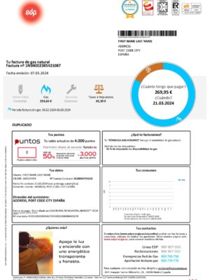 EDP electricity Spain Fake utility bill