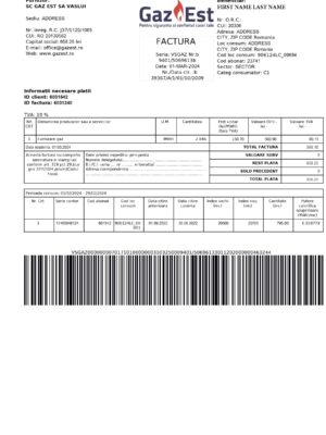 Romania fake utility bill for proof of address