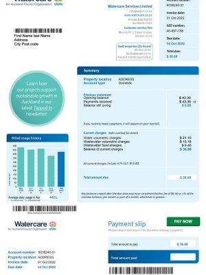 New Zeland utility bill template