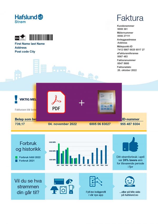 Norway fake utility bill for proof of address