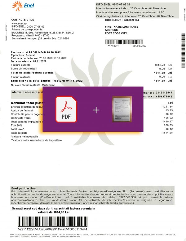 Romania Fake utility bill