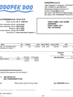 Serbia fake utility bill for proof of address