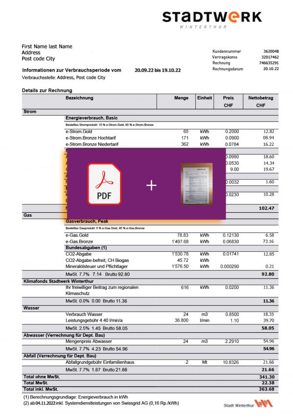 Switzerland Fake utility bill