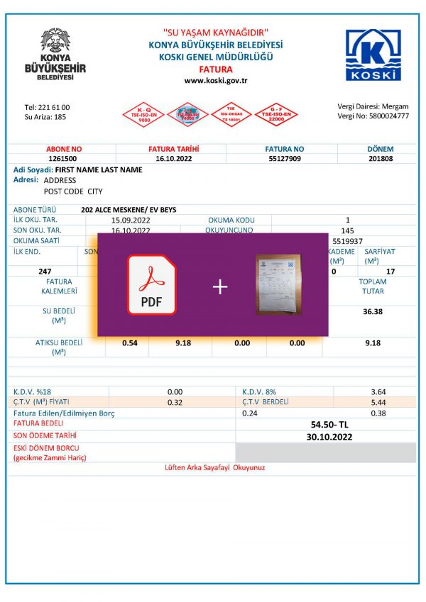 Turkey Fake utility bill