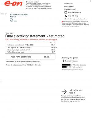 UK utility bill template
