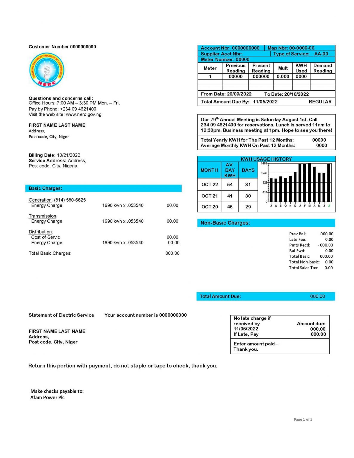 Nigeria Fake utility bill template