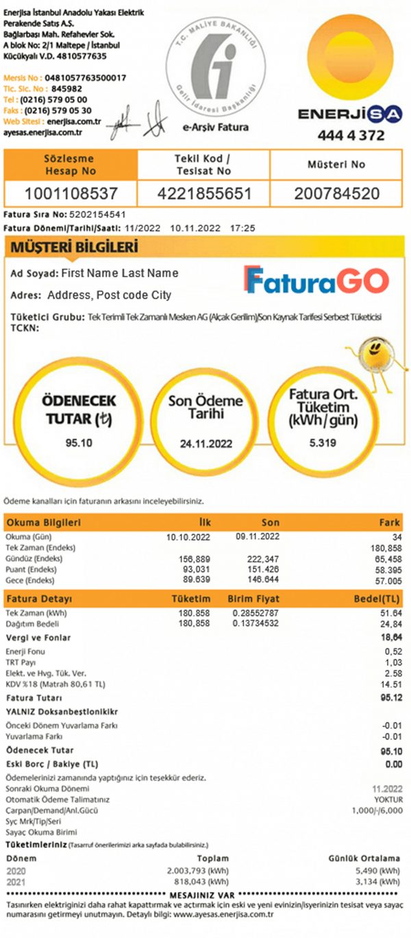 Turkey Create Fake utility bill
