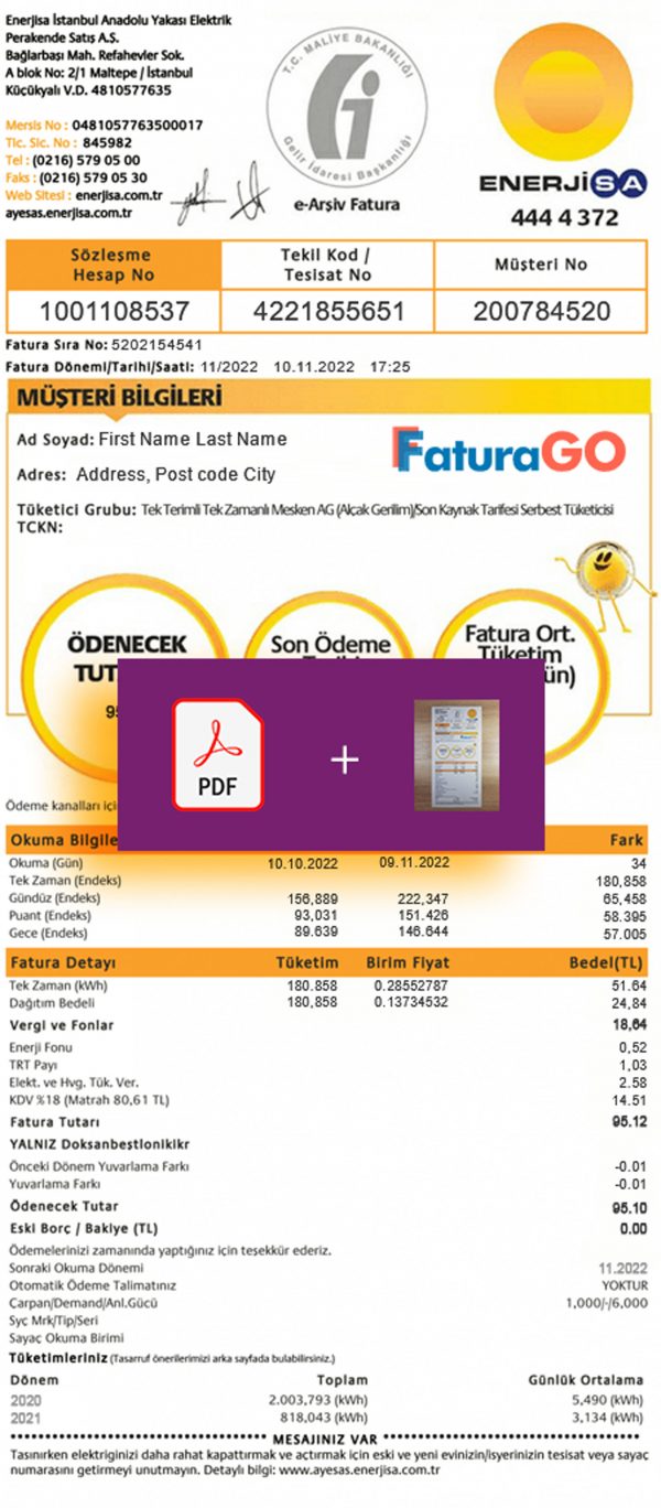 Turkey Fake utility bill