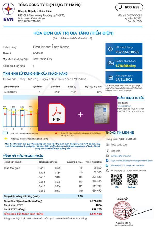 Vietnam Fake utility bill