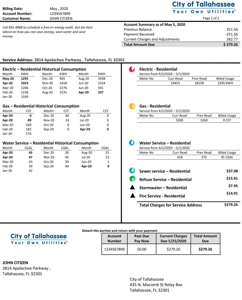 Florida Fake utility bill template Florida Fake utility bill template