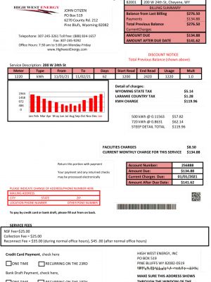 Wyoming utility bill template