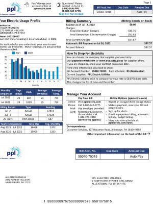 PPL utility bill template
