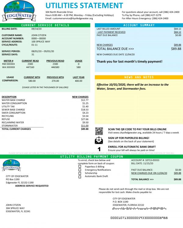 florida utility bill template