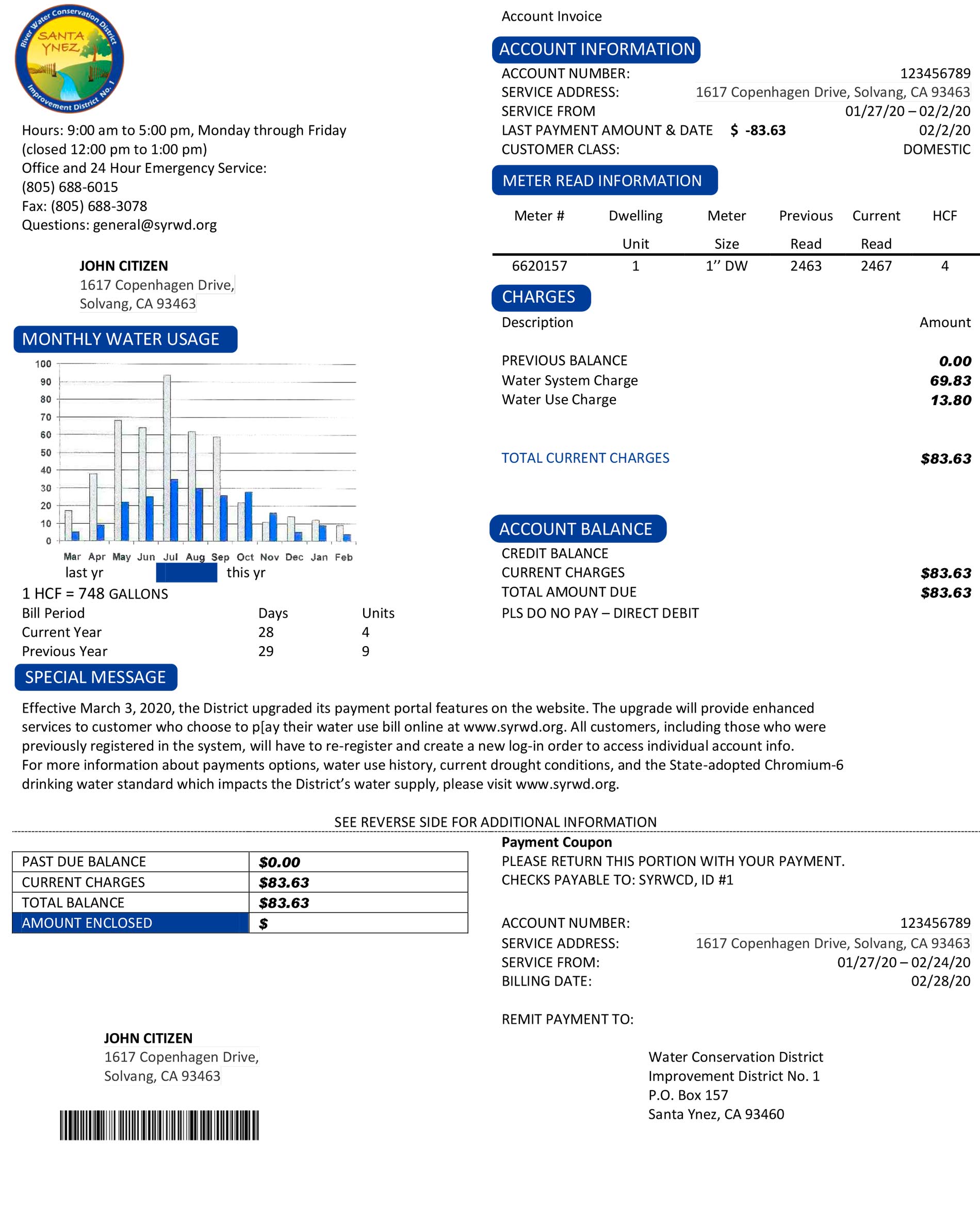 California Fake utility bill template