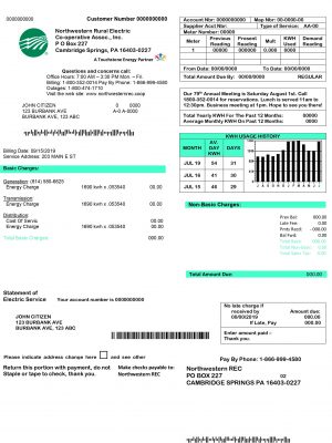 Pennsylvania utility bill template