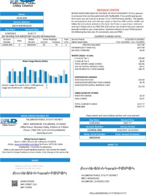 california utility bill template