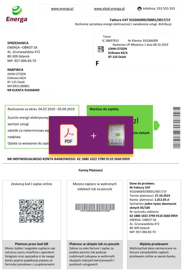 Poland fake utility bill template