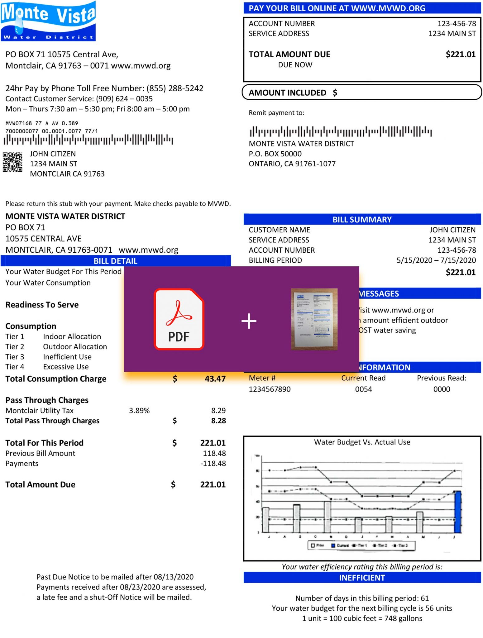 California Fake utility bill template