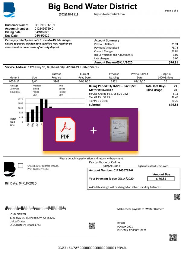 Nevada Fake utility bill