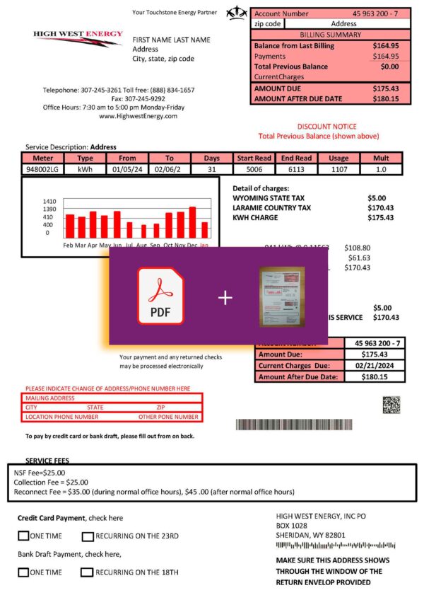Wyoming fake utility bill for proof of address