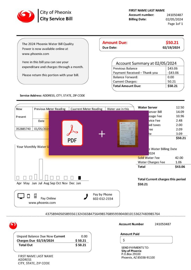 Arizona Fake Utility Bill Template