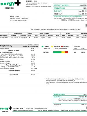 Canada Energy Plus electricity utility bill template