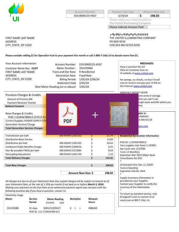 Massachusetts fake utility bill