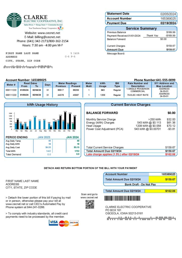 Iowa fake bill template